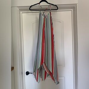 Bar III Asymmetrical Striped Dress - Red, Black, White